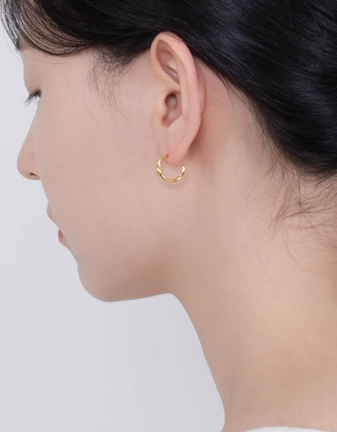 Radiant Gold-Plated Sterling Silver C-Hoop Earrings