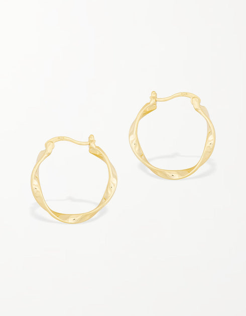 Elegant Ripples Hoops: Sterling Silver & 18k Gold Plated