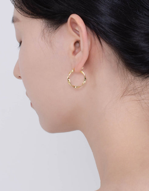 Elegant Ripples Hoops: Sterling Silver & 18k Gold Plated