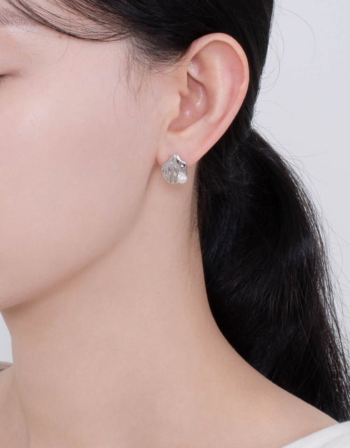 Sterling Silver Pentagonal Pearl Studs - Elegant & Unique