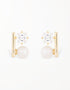 CZ and Pearl Bar Stud Earrings with Sterling Silver