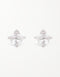 Celestial Saturn Sterling Silver Stud Earrings: Sparkling CZ