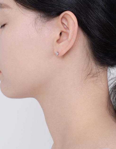 Celestial Saturn Sterling Silver Stud Earrings: Sparkling CZ