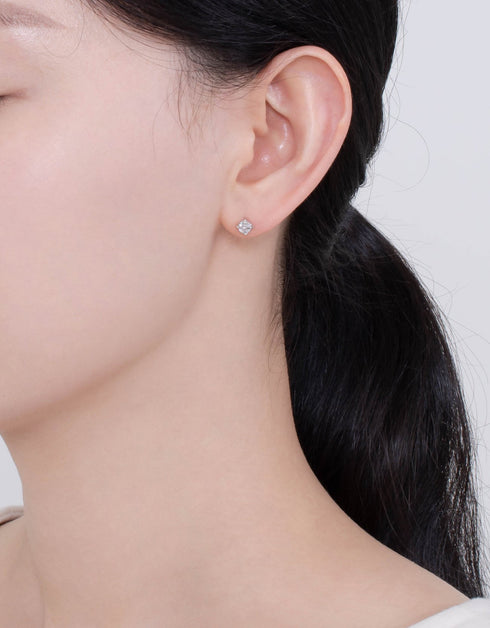 Celestial Saturn Sterling Silver Stud Earrings: Sparkling CZ