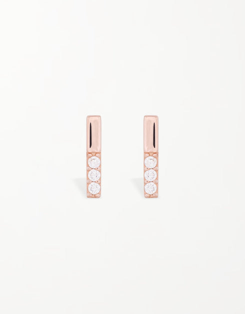 Sparkling Rectangular Sterling Silver Stud Earrings with CZ