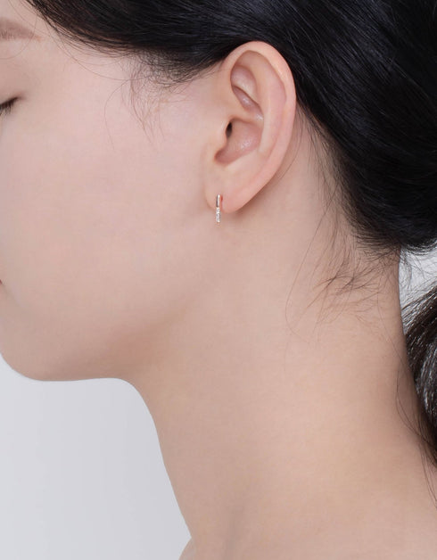 Sparkling Rectangular Sterling Silver Stud Earrings with CZ