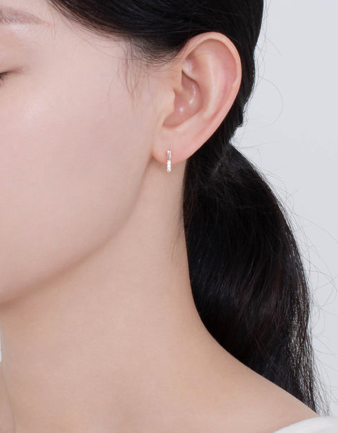 Sparkling Rectangular Sterling Silver Stud Earrings with CZ