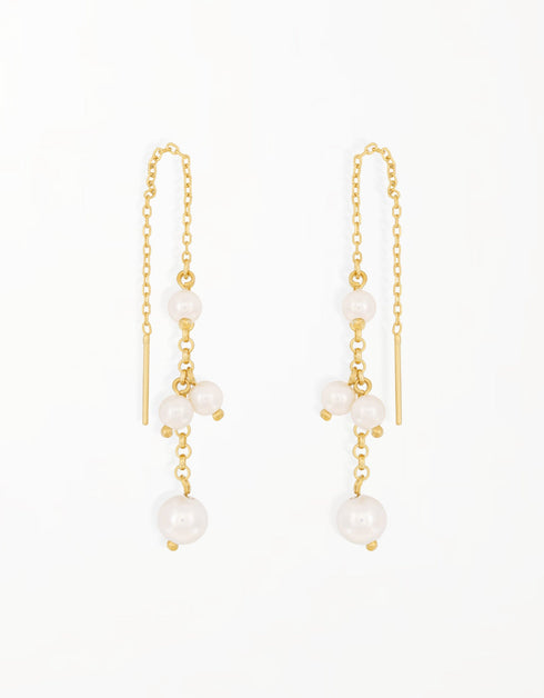 Altın Asma İnci Geçirici Küpe