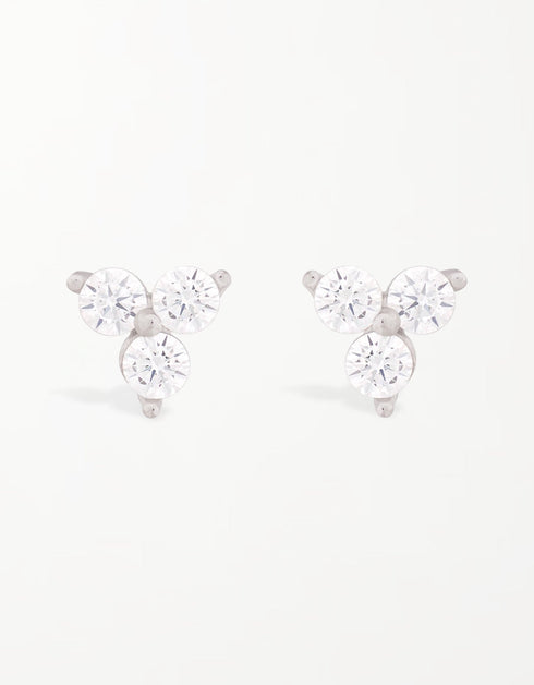 Sparkling Cubic Zirconia Sterling Silver Triangle Studs