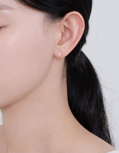 Sparkling Cubic Zirconia Sterling Silver Triangle Studs