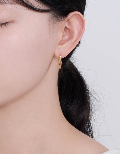 Altın Eşkenar Dörtgen 18K Altın Kaplama Gümüş Menteşeli Halka Küpe