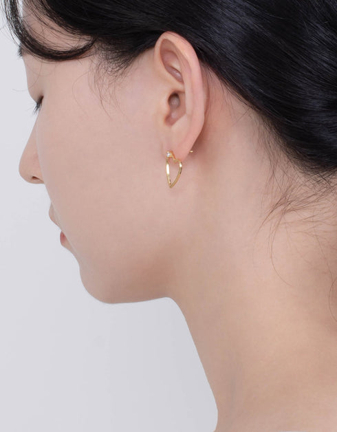 Sterling Silver Heart Stud Earrings with Cubic Zirconia