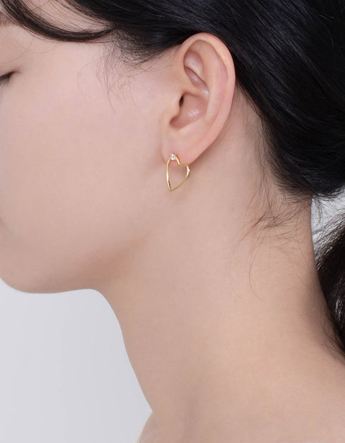 Sterling Silver Heart Stud Earrings with Cubic Zirconia