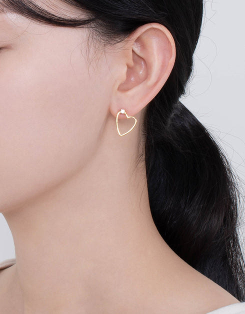 Sterling Silver Heart Stud Earrings with Cubic Zirconia