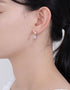 Sterling Silver Dual Crystal Drop Earrings - Korean Designer
