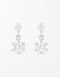 Sterling Silver Dual Crystal Drop Earrings - Korean Designer