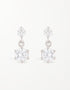 Sterling Silver Dual Crystal Drop Earrings - Korean Designer