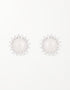 Sunflower Pearl Stud Earrings with CZ in Sterling Silver