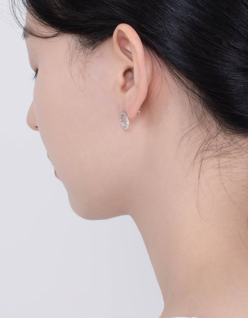 Radiant Sparkle Sterling Silver Circle Stud Earrings