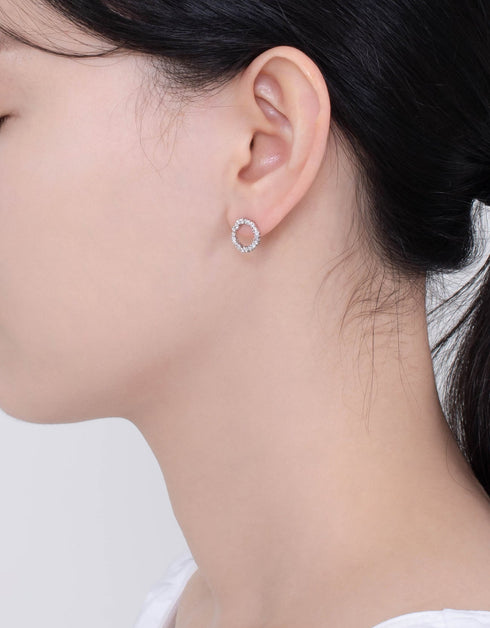 Radiant Sparkle Sterling Silver Circle Stud Earrings
