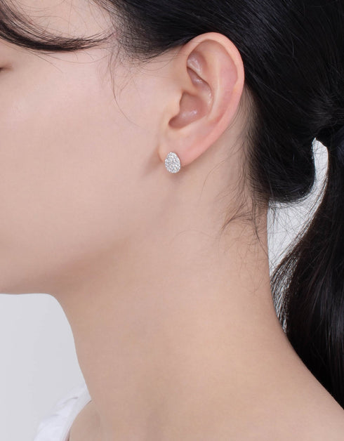 Sterling Silver CZ Egg-Shaped Studs, Rose Gold Plated
