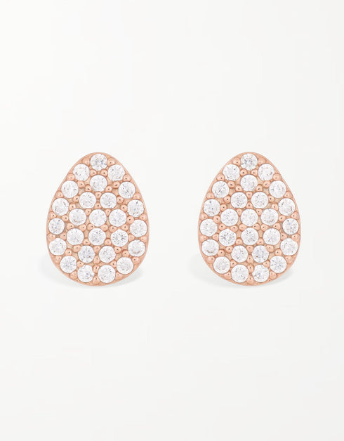 Sterling Silver CZ Egg-Shaped Studs, Rose Gold Plated