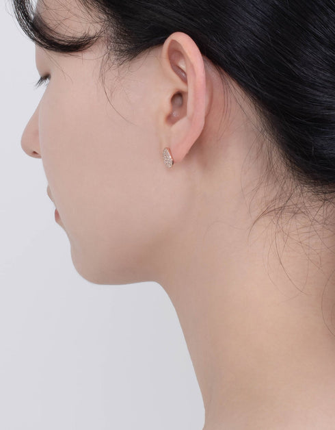 Sterling Silver CZ Egg-Shaped Studs, Rose Gold Plated