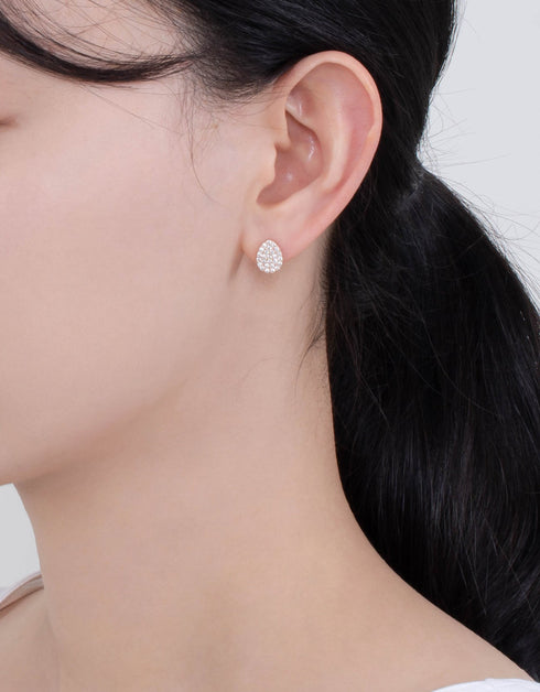 Sterling Silver CZ Egg-Shaped Studs, Rose Gold Plated