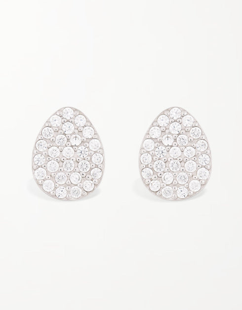 Sterling Silver CZ Egg-Shaped Studs, Rose Gold Plated