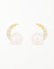 Sterling Silver Crescent Moon Studs with Freshwater Pearl