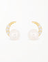 Sterling Silver Crescent Moon Studs with Freshwater Pearl