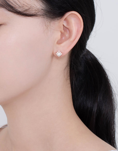 优雅淡水珍珠和玫瑰金耳钉