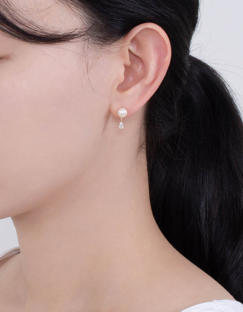 Lüks Kore Esintili İnci ve Kübik Zirkonya Damla Küpeler