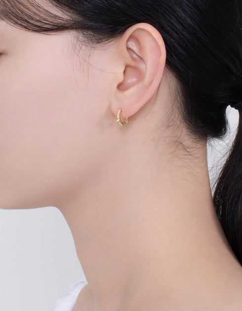 优雅边缘:镀金方晶锆石圈形耳环