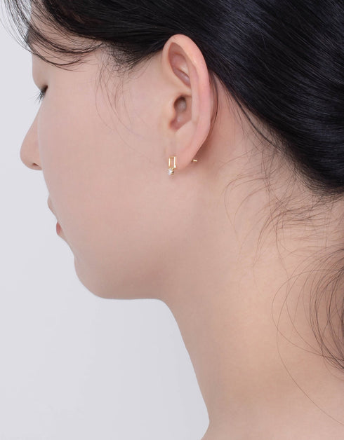 Sterling Silver Square Hoop & Zirconia Stud Earrings - Elegance Redefined