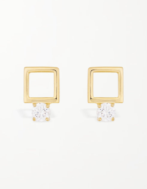 Sterling Silver Square Hoop & Zirconia Stud Earrings - Elegance Redefined