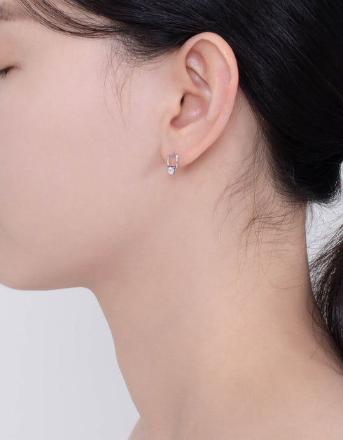 Sterling Silver Square Hoop & Zirconia Stud Earrings - Elegance Redefined
