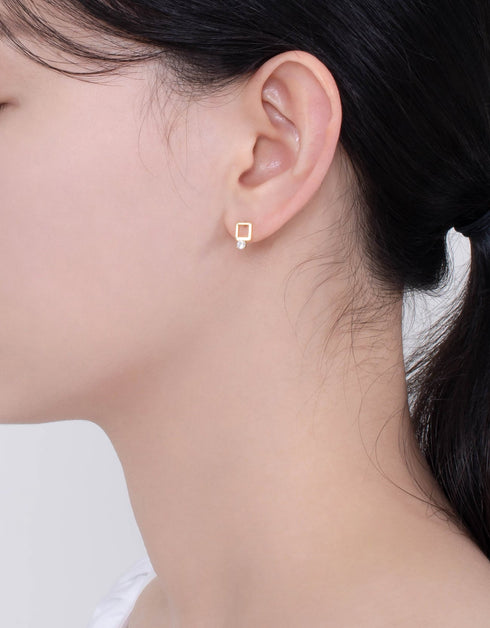Sterling Silver Square Hoop & Zirconia Stud Earrings - Elegance Redefined