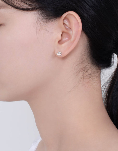 Radiant Sun Sterling Silver Stud Earrings with Sparkling CZ