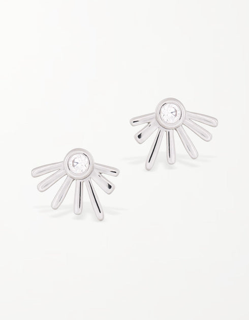 Radiant Sun Sterling Silver Stud Earrings with Sparkling CZ