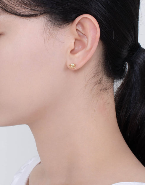 Radiant Sun Sterling Silver Stud Earrings with Sparkling CZ