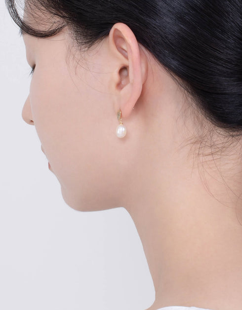 Elegant Freshwater Pearl Drop Earrings with Sterling Silver