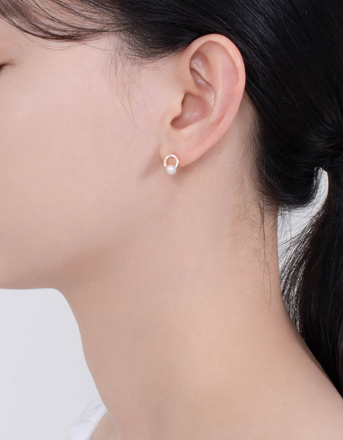 Parıldayan Altın Elegance Tatlı Su İncisi Küpe