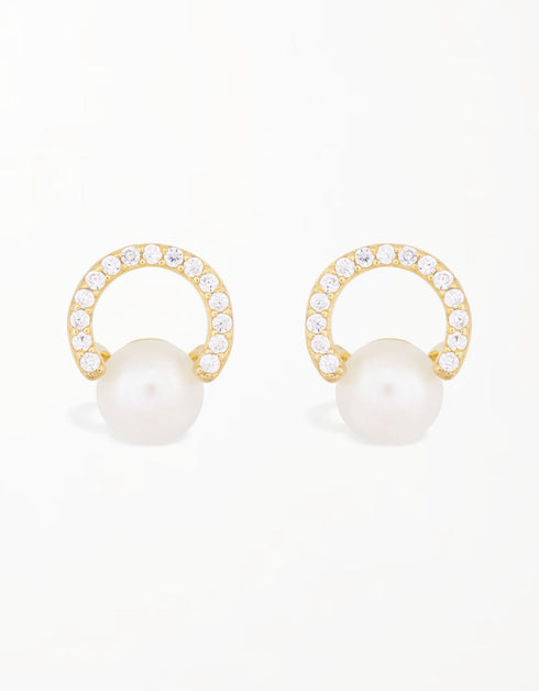 Parıldayan Altın Elegance Tatlı Su İncisi Küpe