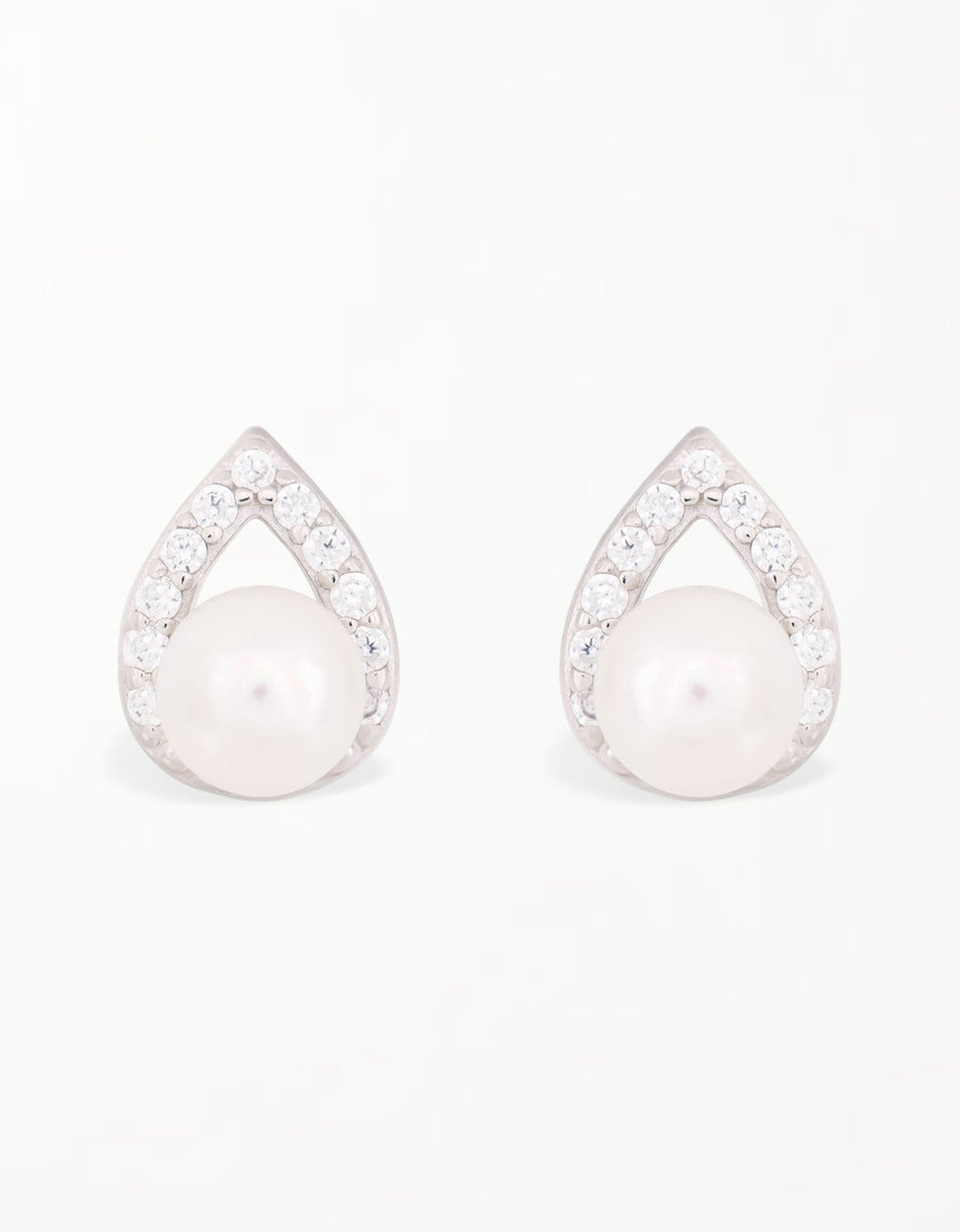 ピアス Teardrop Pearl Hoop Earrings - Silver s-e-10328freshwater-pearl-