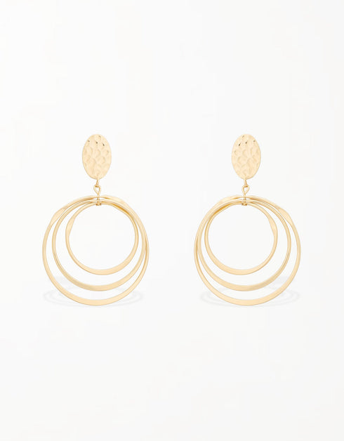 金色 Allure 三圈吊式耳环