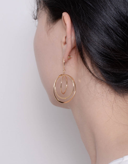 金色 Allure 三圈吊式耳环