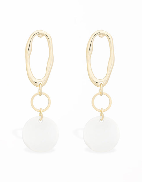 Altın Dalgalı Halka Damla Küpe