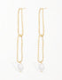 优雅淡水珍珠吊坠耳环 – 18K 镀金优雅