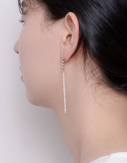 Elegant Fusion Curb and Box Chain Drop Earrings with Cubic Zirconia